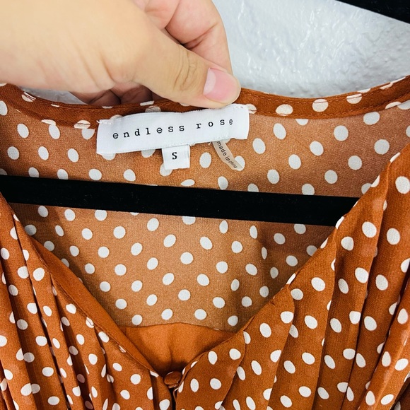 Endless Ross Polka Dot pleated Romper- Brown - Picture 4 of 9